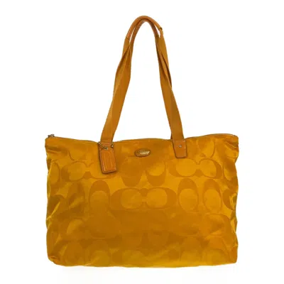 Pre-owned Coach Yellow Nylon Leather Shoulder Bag Tote Bag ()