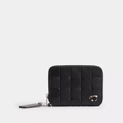 Coach Zip Around Wallet In Checkerboard Upcrafted Leather In Black