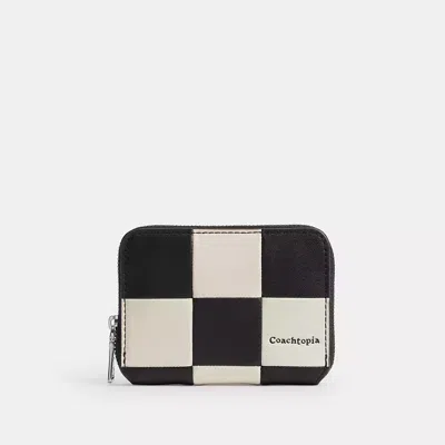 Coach Zip Around Wallet In Checkerboard Upcrafted Leather In Black