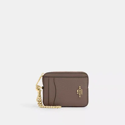 Coach Zip Card Case In Brown