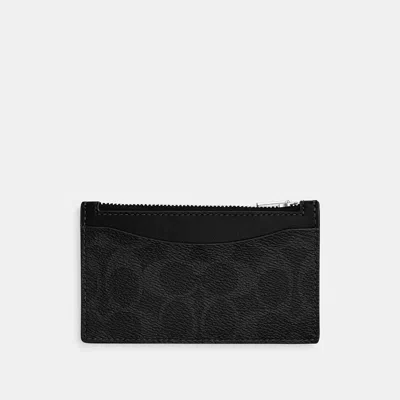 Coach Zip Card Case In Signature Canvas In Black