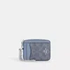 Coach Zip Card Case In Signature Canvas In Blue