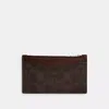 Coach Zip Card Case In Signature Canvas In Brown