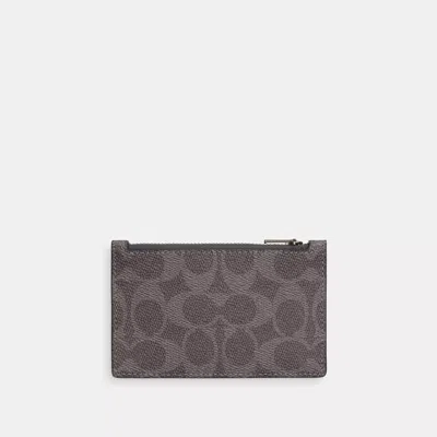 Coach Zip Card Case In Signature Canvas In Gray