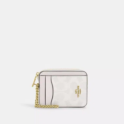 Coach Zip Card Case In Signature Canvas In Gray