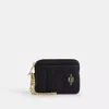 Coach Zip Card Case In Signature Leather In Black