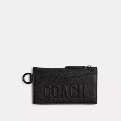 Coach Zip Card Case With  Graphic In Black