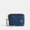 Coach Zip Card Case With Quilting In Blue