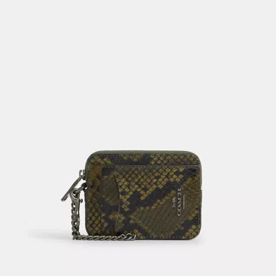 Coach Zip Card Case With Snake Print In Multi