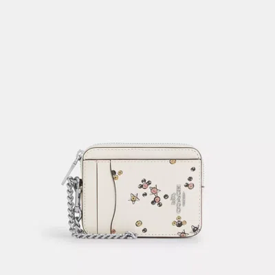 Coach Zip Card Case With Star Print In White