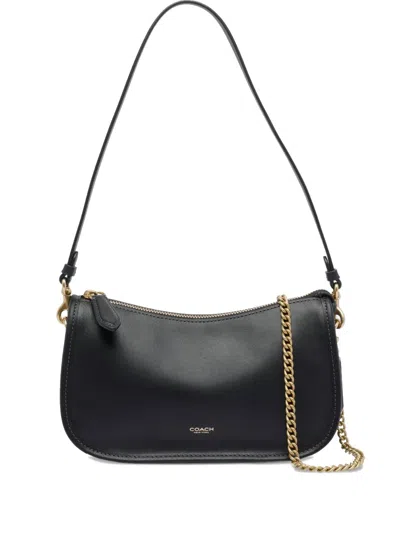Coach Zip-closure Chain Strap Shoulder Bag In Black