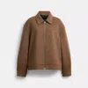 Coach Zip Front Wool Jacket In Brown