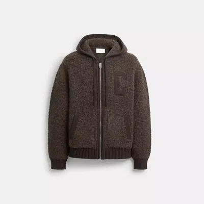 Coach Zip Hoodie Sweater In Brown