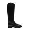 Coach Zip Leather Boots In Black