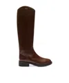 Coach Zip Leather Boots In Brown