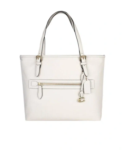 Coach Zippered Outer Pocket Handbag In White