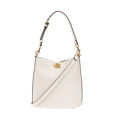 Coach Zippered Shoulder Bag In White