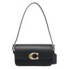 Coach Leather Shoulder Bag Adjustable Strap In Black