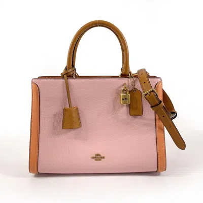 Coach Zoe Leather Carryall Handbag In Pink