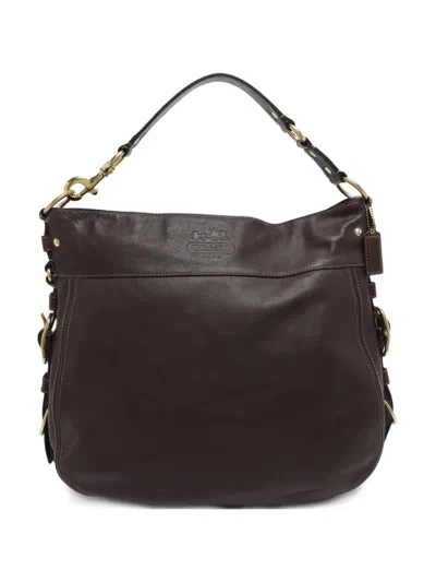 Pre-owned Coach Zoe Leather Shoulder Bag In Brown