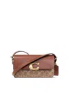 Coach Zoe Signature Coated Canvas Tan Caramel Shoulder Bag In Sand