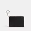 Coach Zip Card Case With Key Ring In Checkerboard Upcrafted Leather In Black
