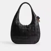 Coach Alter/ego Large Crescent Shoulder Bag In Checkerboard Upcrafted Leather In Black