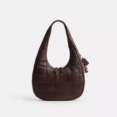 Coach Alter/ego Crescent Shoulder Bag In Checkerboard Upcrafted Leather In Brown
