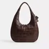 Coach Alter/ego Large Crescent Shoulder Bag In Checkerboard Upcrafted Leather In Brown