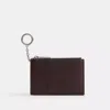 Coach Zip Card Case With Key Ring In Checkerboard Upcrafted Leather In Brown