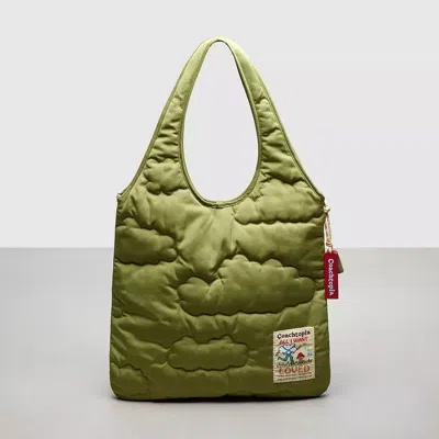 Coach Topia Loop Flat Tote In Recycled Polyester With Cloud Quilting In Green