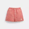 Coach Topia Loop Gingham Boxer Shorts In Red/cloud