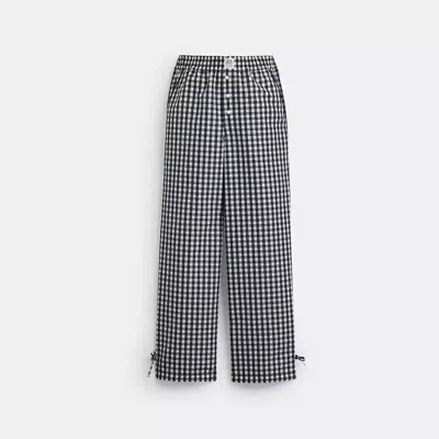 Coach Topia Loop Gingham Pants In Black/cloud