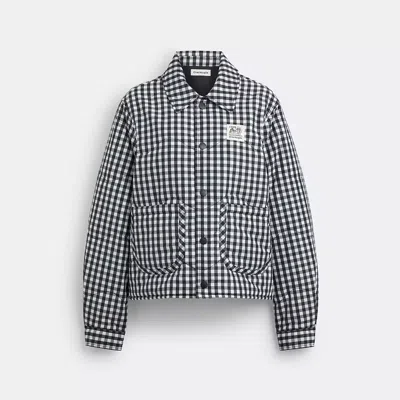Coach Topia Loop Gingham Quilted Jacket In Black/cloud