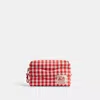 Coach Topia Loop Pouch In Recycled Polyester With Gingham Pattern In Red/white Gingham