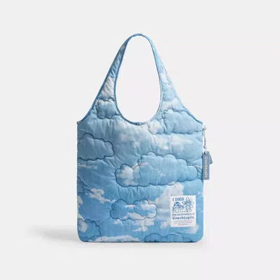 Coach Topia Loop Flache Tote Mit Steppung Und Wolkenprint