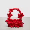 Coach Topia Loop Shoulder Bag With Floral Appliqué In Rosebud Red