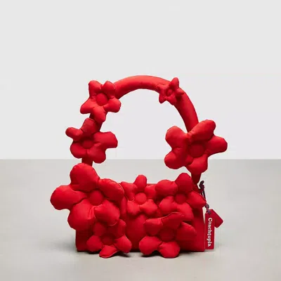 Coach Topia Loop Shoulder Bag With Floral Appliqué In Rosebud Red