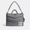 Coach Topia Loop Tote In Recycled Polyester With Gingham Pattern In Black/white Gingham
