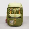 Coach Topia Loop Wavy Backpack In Recycled Polyester In Olive/multi Cording