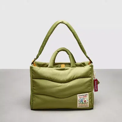 Coach Topia Loop Wavy Tote In Recycled Polyester With Quilting In Green