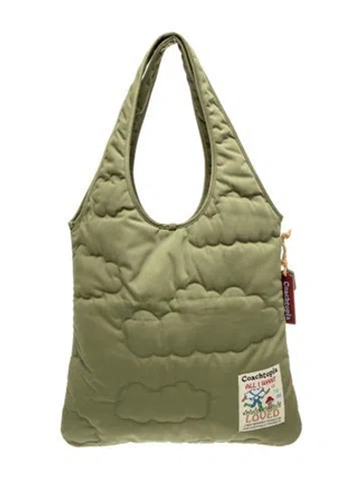 Pre-owned Coachtopia Nylon Shoulder Bag In Green