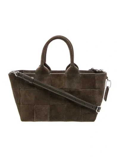 Pre-owned Coachtopia Suede Top Handle Bag In Green