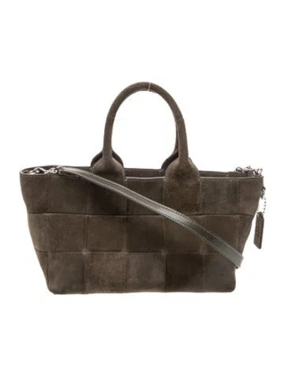 Pre-owned Coachtopia Suede Top Handle Bag In Green