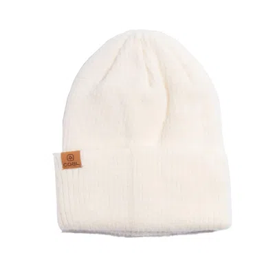 Coal Pearl Women's Fuzzy Knit Beanie Hat In White