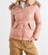 Coalition La Faux Fur Water Resistant Jacket In Mauve In Multi