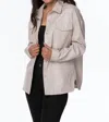 Coalition La Faux Leather Shacket In Cream In Beige