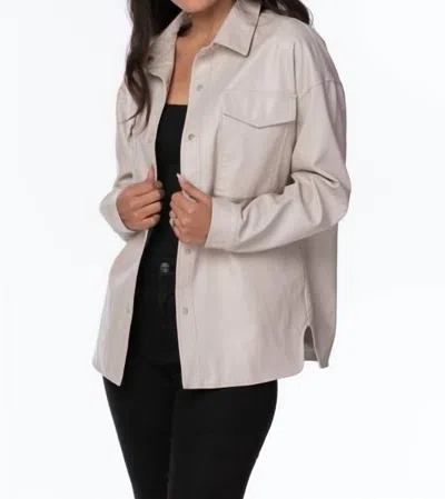 Coalition La Faux Leather Shacket In Cream In Beige