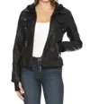 Coalition La Girl Next Door Vegan Leather Hooded Jacket In Black In Black