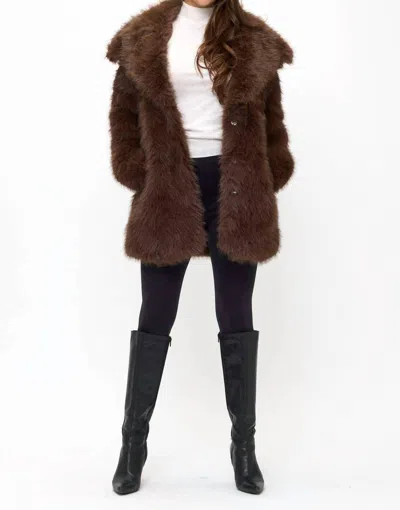 Coalition La Luxe Cloud Oversized Faux Fur Coat In Coffee In Brown